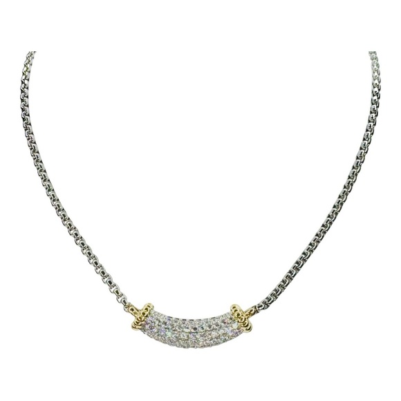 TWO TONE PAVE BAR NECKLACE - Picture 5 of 7
